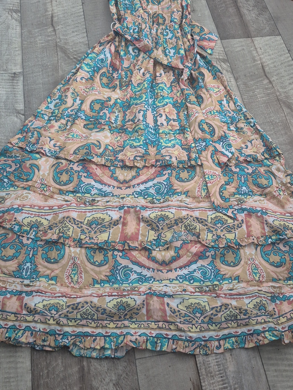 Cleobella Floral Abstract Print Sleeveless Green Patterned Belt Maxi Dress S NWT - Picture 9 of 10